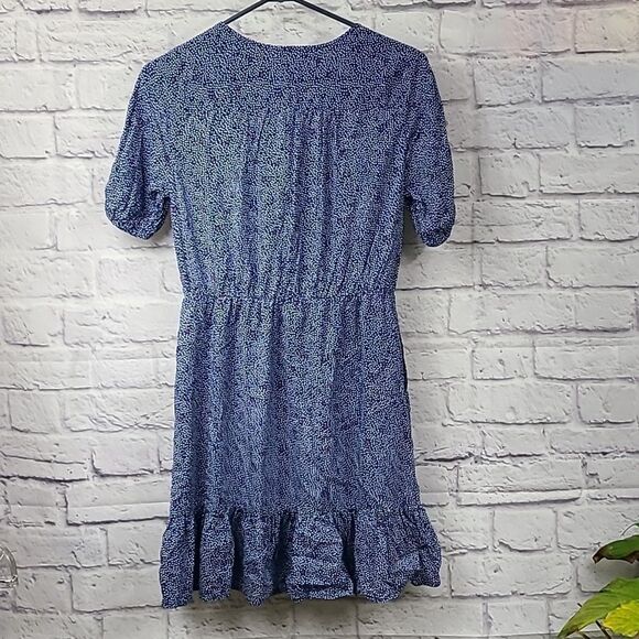 Lucky Brand Ruffled Surplice Blue Polka Dot Dress Cute Casual Comfy Pullover LB - Picture 11 of 11